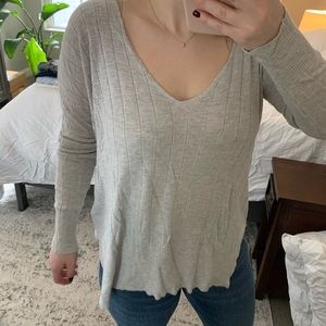 Urban Outfitters Grey Ribbed V Neck Sweater